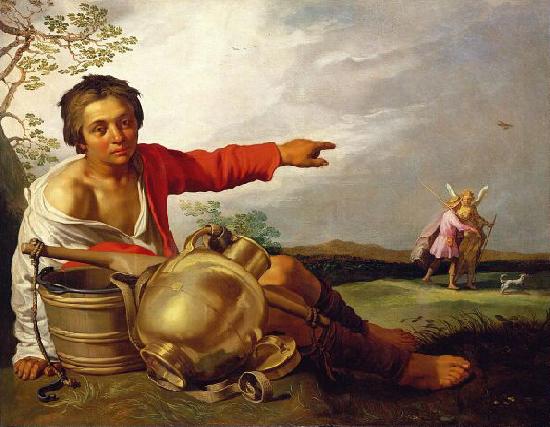 Abraham Bloemaert Shepherd Boy Pointing at Tobias and the Angel Germany oil painting art